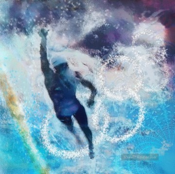 olympia Schwimmt Impressionisten Ölgemälde
